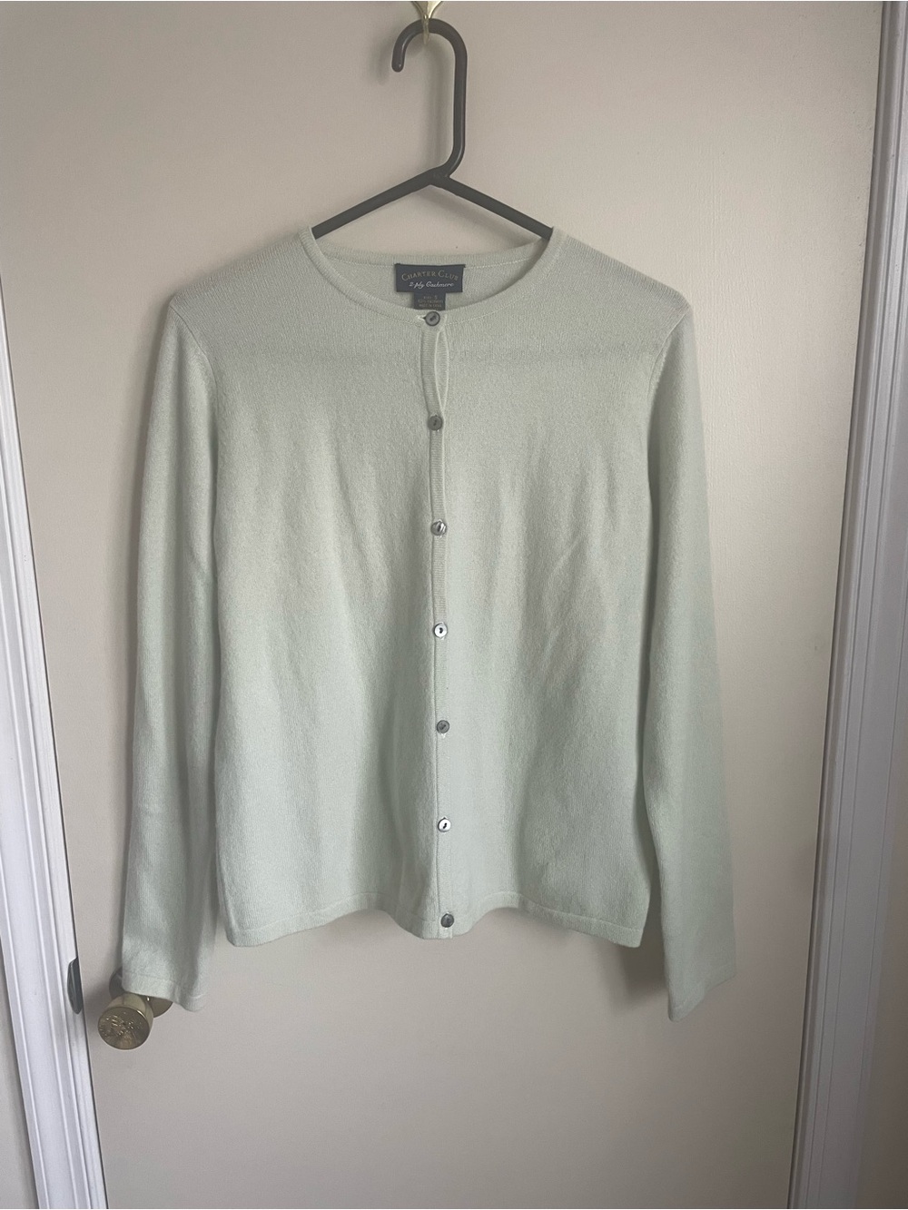 Charter Club Chasmere Mint Green Button-Front Cardigan